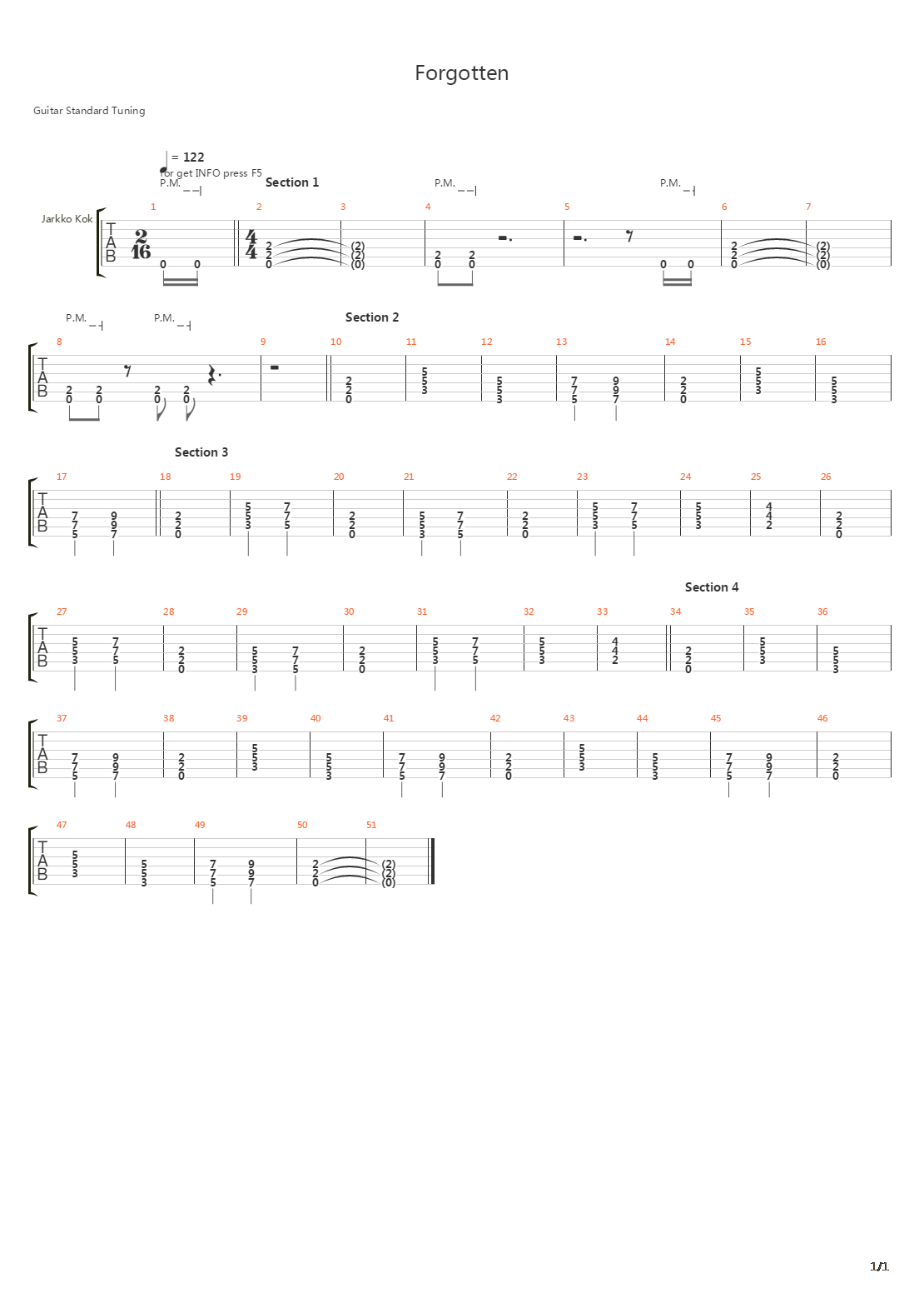 Forgotten吉他谱