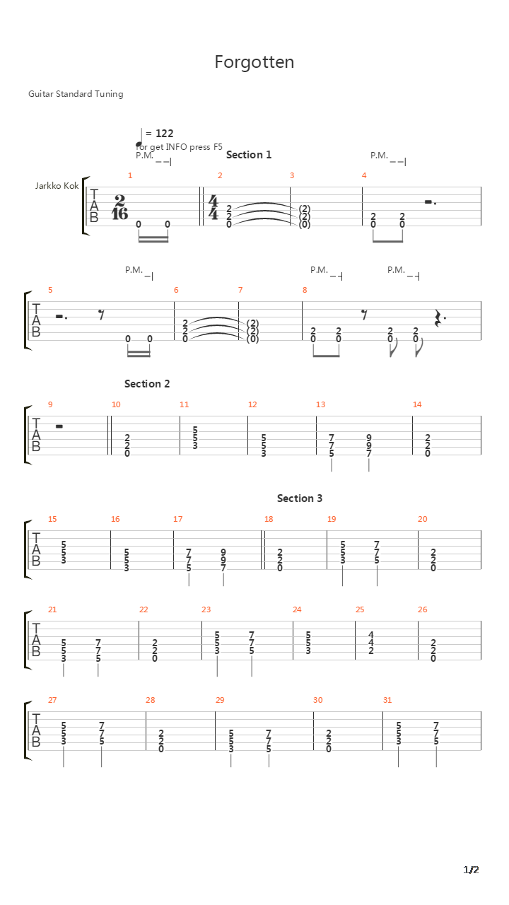 Forgotten吉他谱