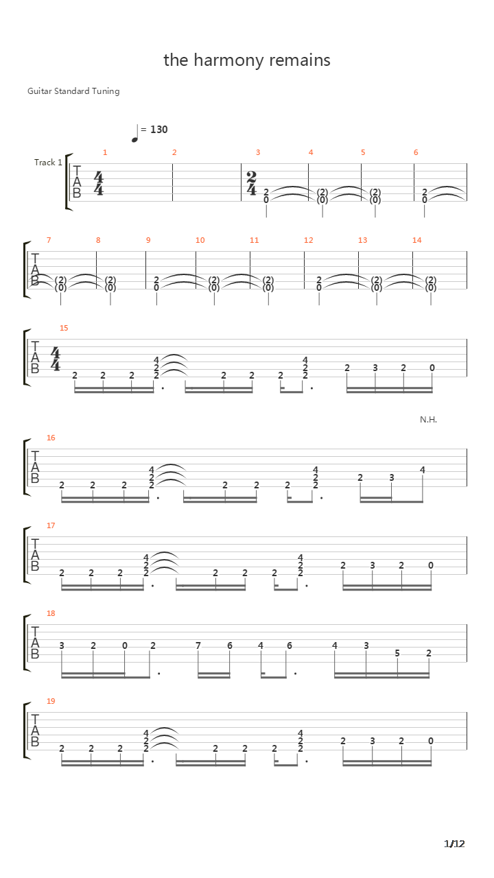 The Harmony Remains吉他谱