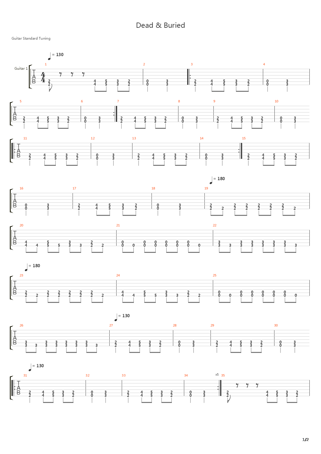 Dead And Buried吉他谱
