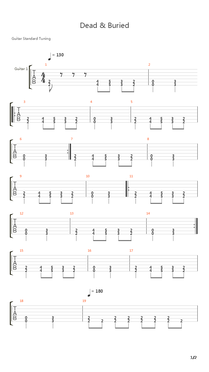 Dead And Buried吉他谱