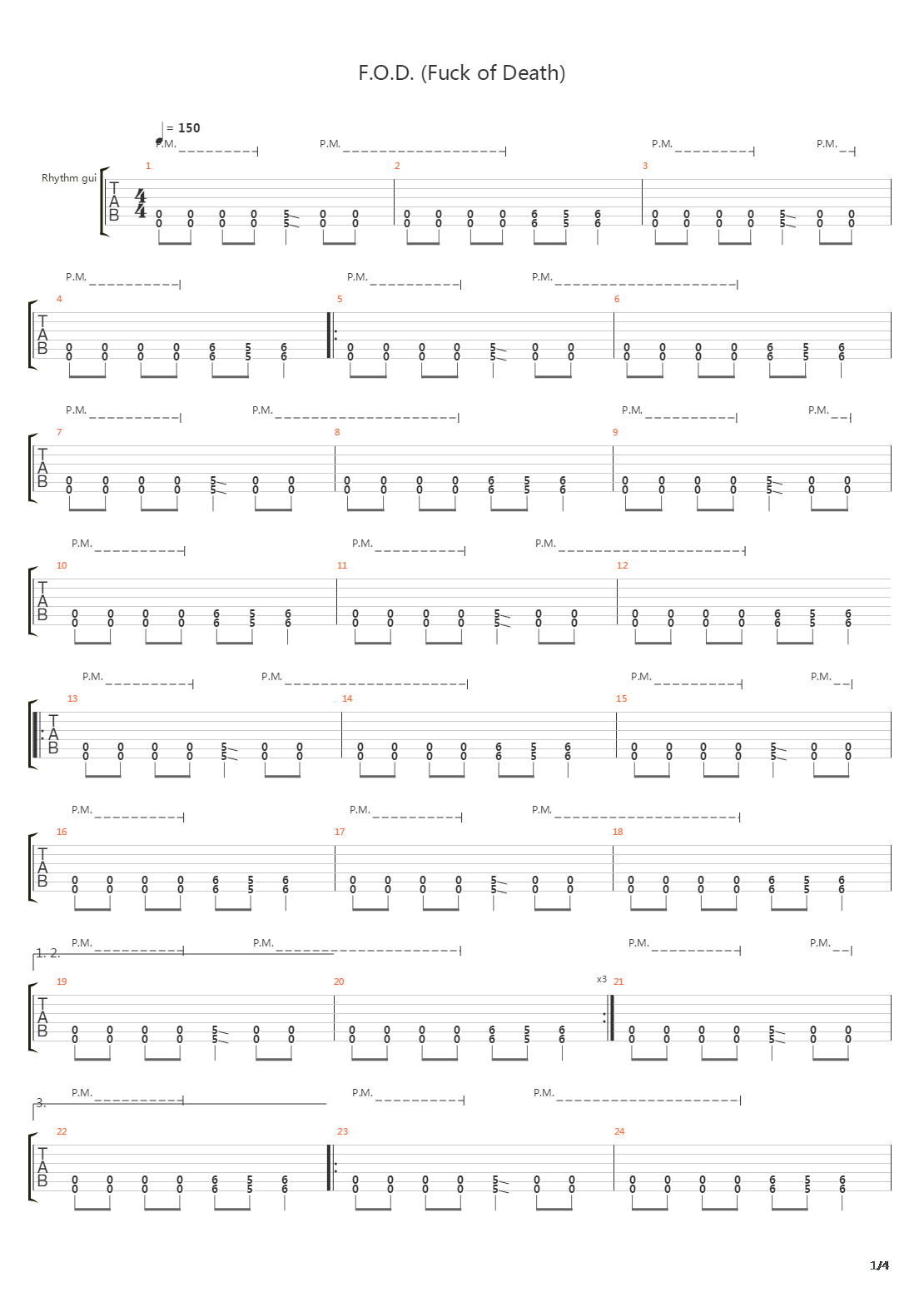 Fod Fuck Of Death吉他谱