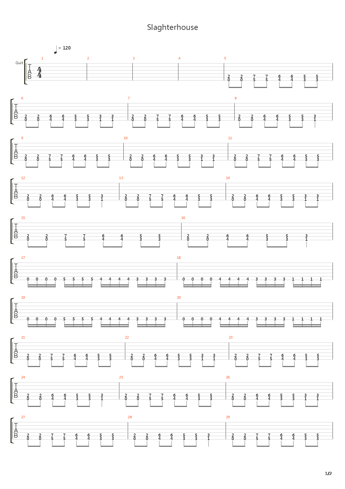 Slaughterhouse吉他谱