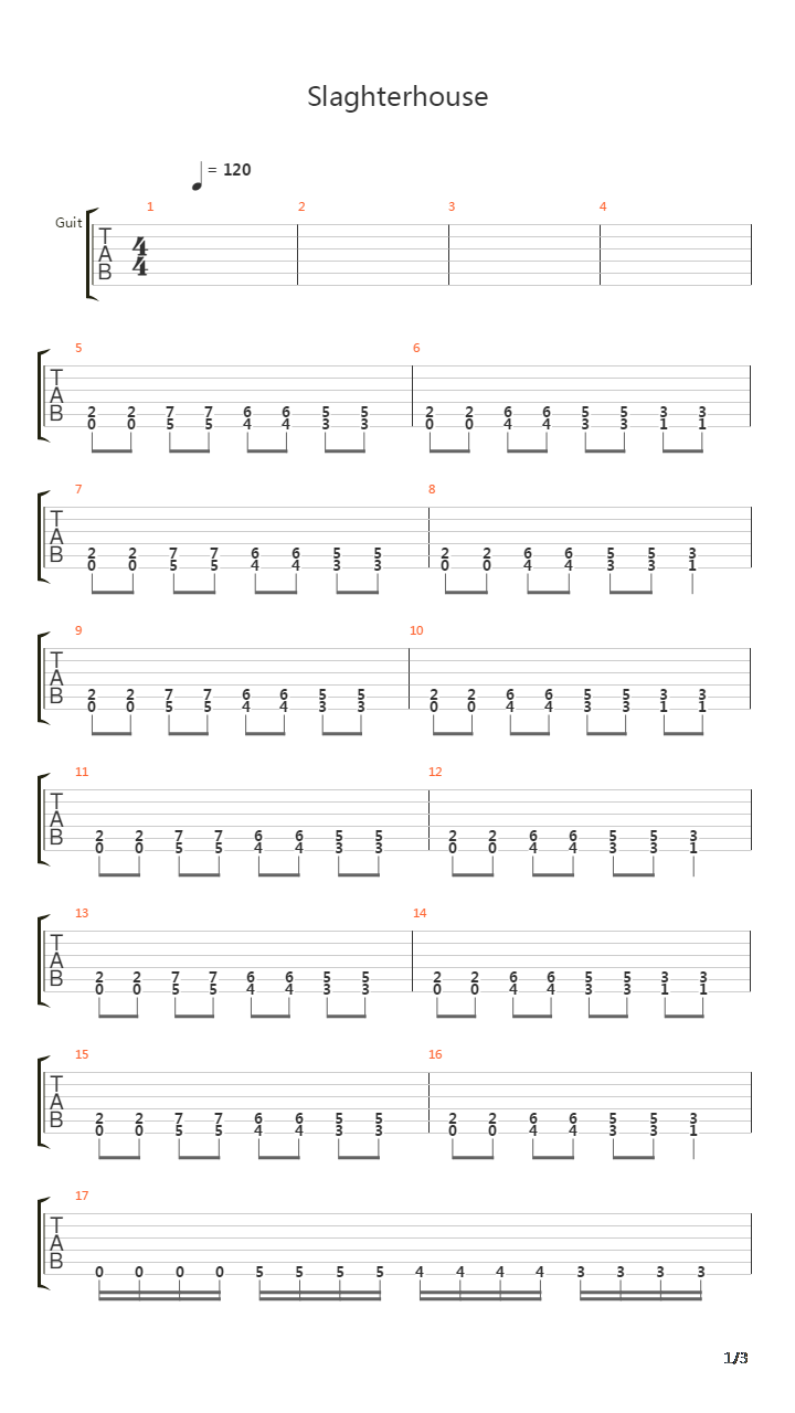 Slaughterhouse吉他谱