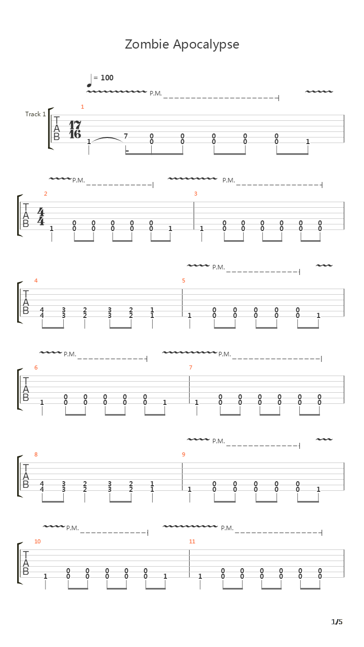 Zombie Apocalypse吉他谱