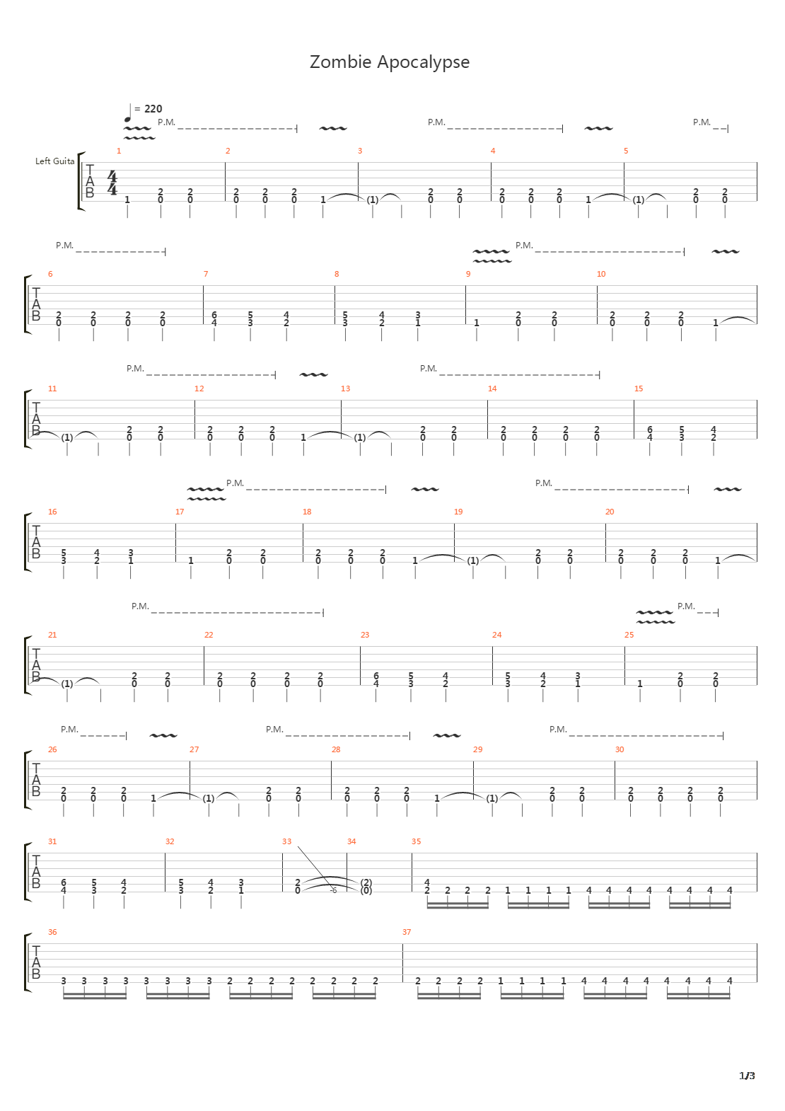 Zombie Apocalypse吉他谱