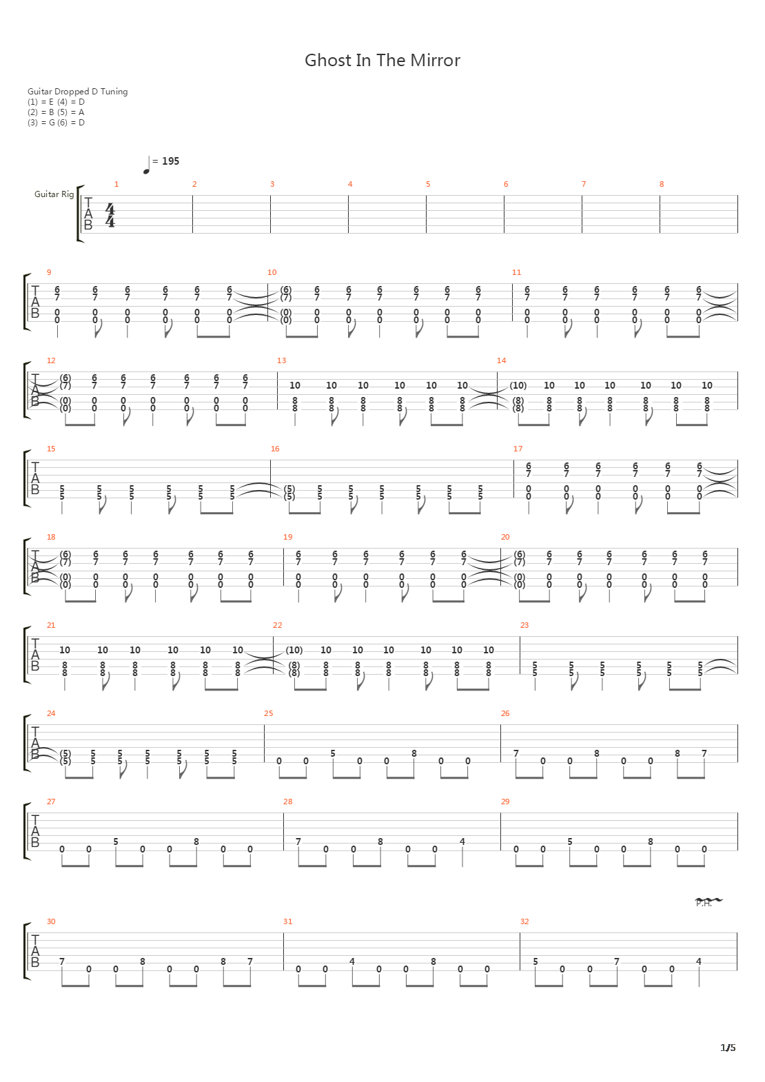 Ghost In The Mirror吉他谱