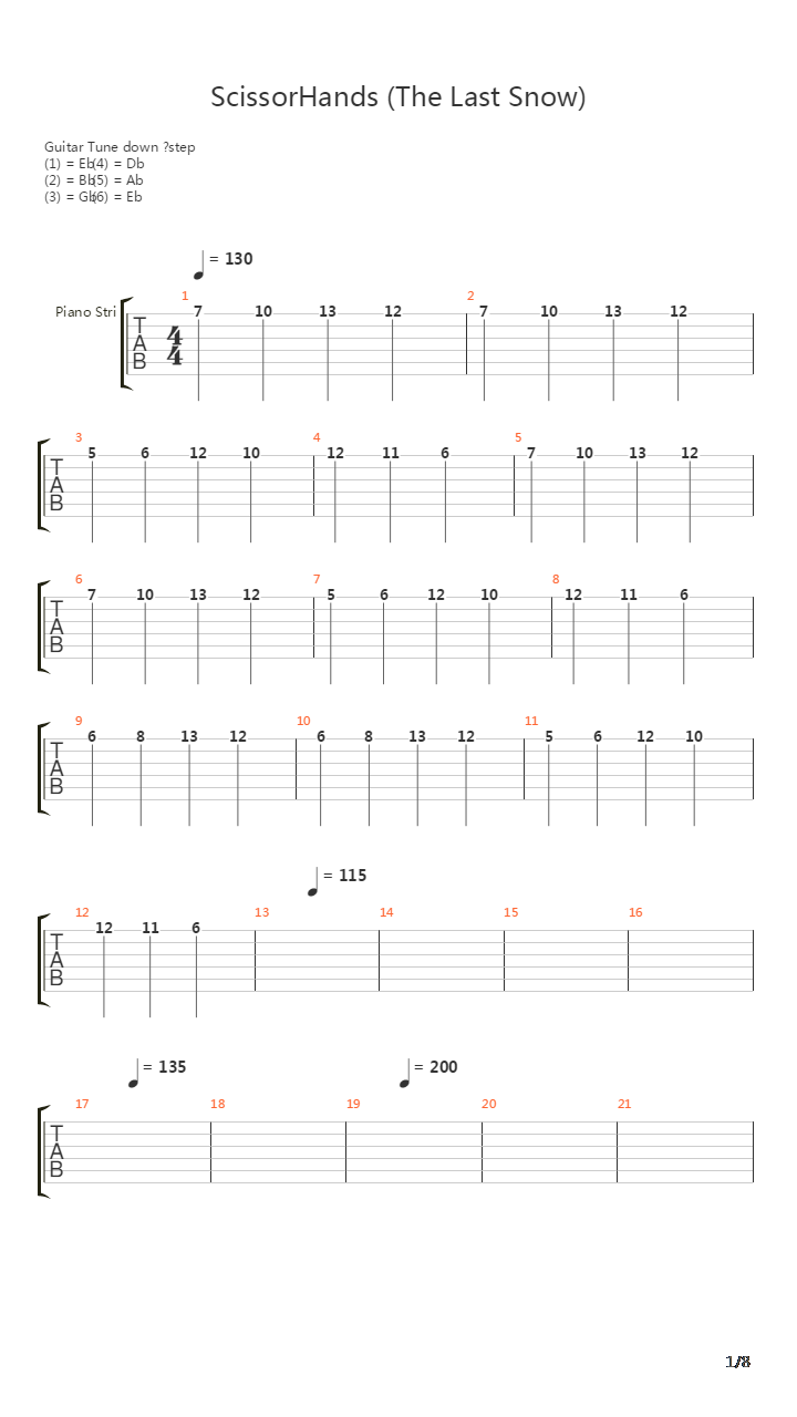 Scissorhands The Last Snow吉他谱