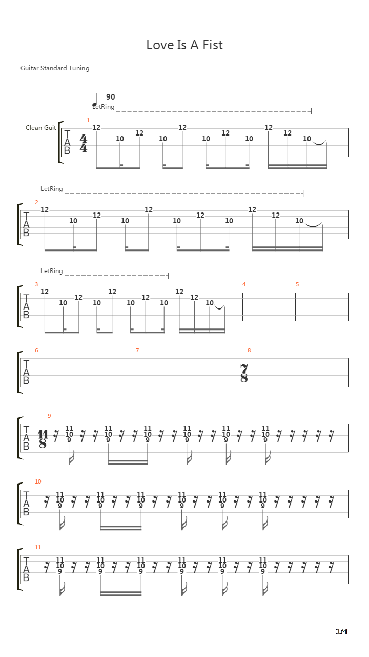 Love Is A Fist吉他谱