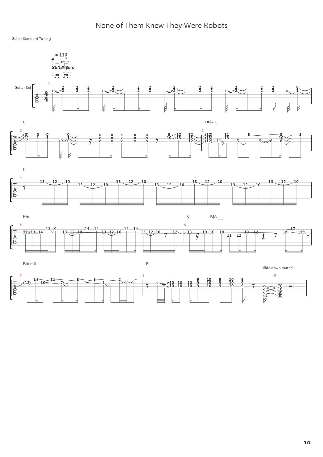 None Of Them Knew They Were Robots吉他谱