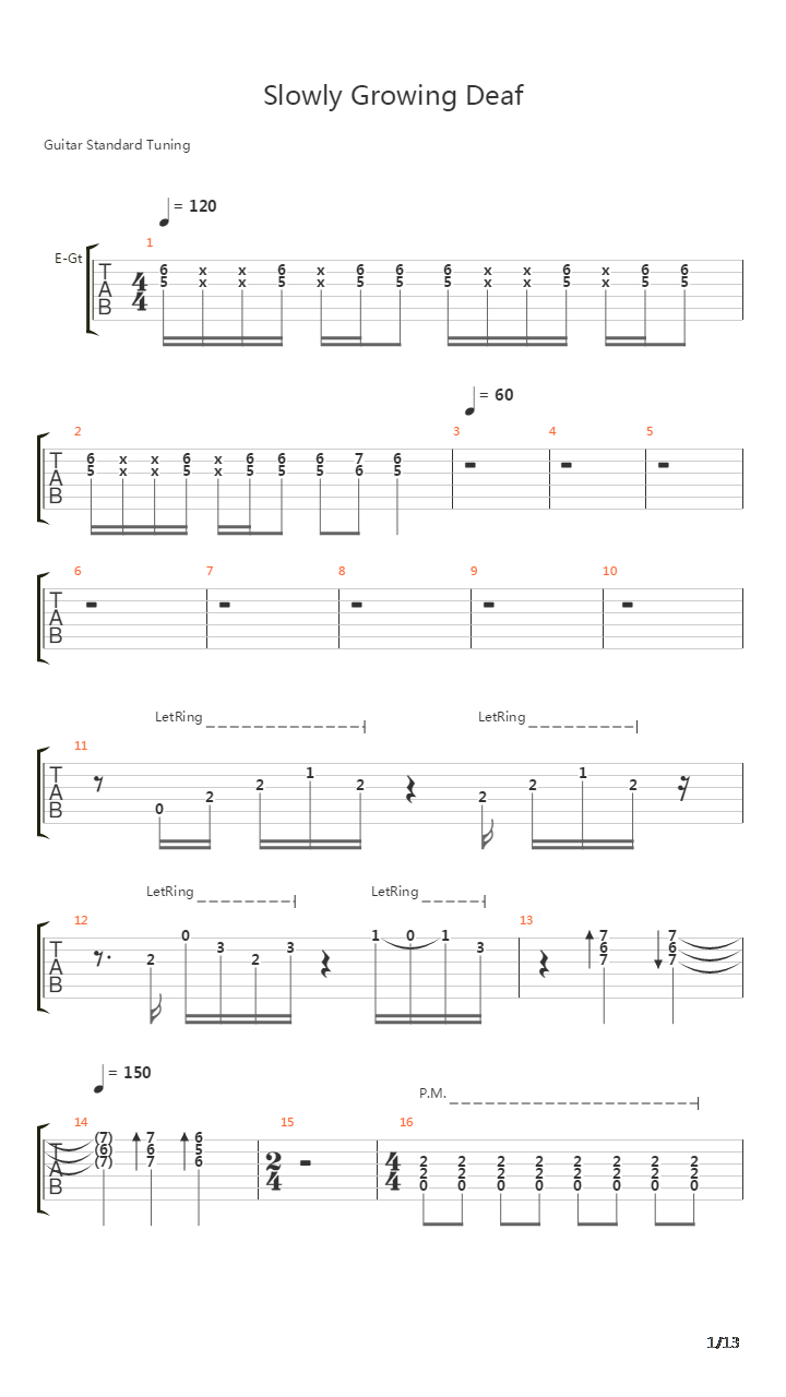 Slowly Growing Deaf吉他谱