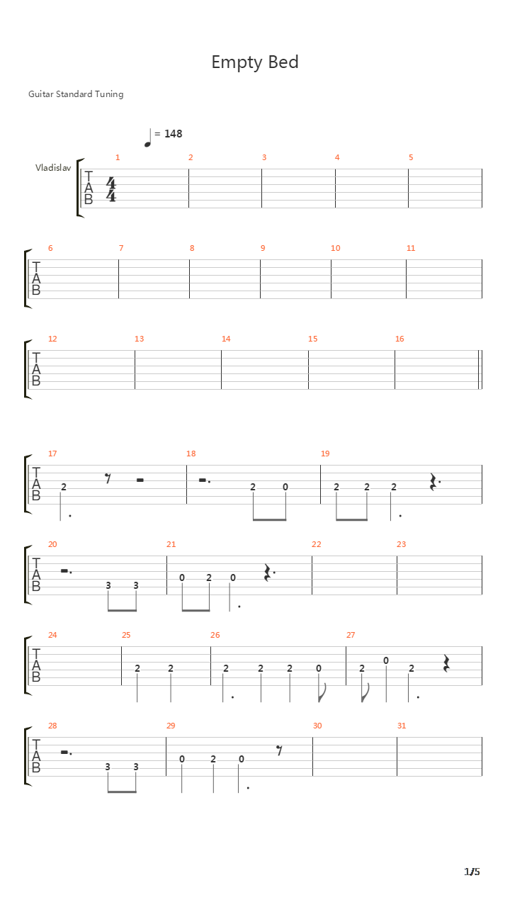 Empty Bed吉他谱