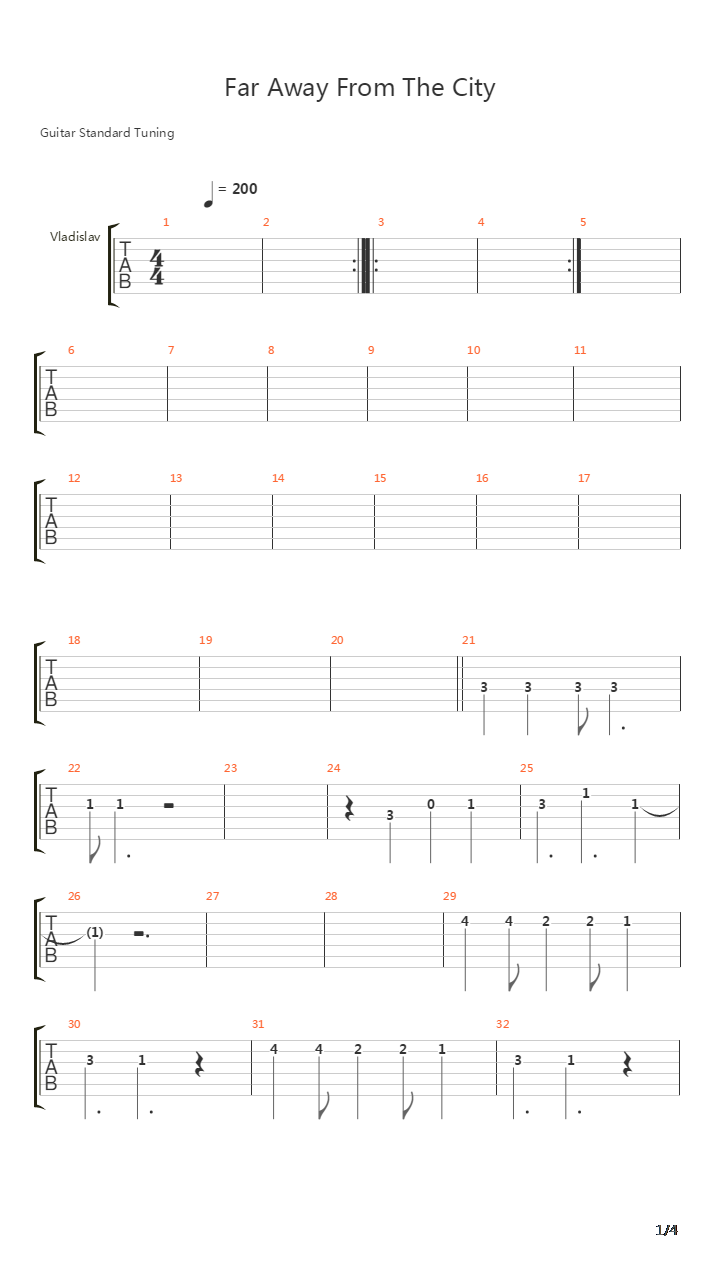 Far Away From The City吉他谱