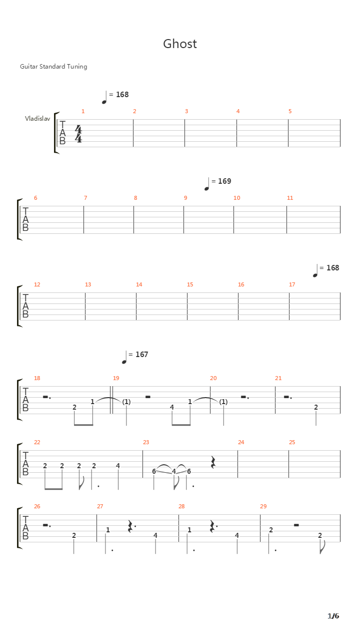 Ghost吉他谱