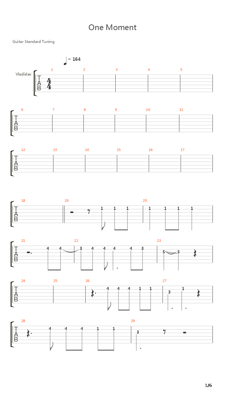 One Moment吉他谱