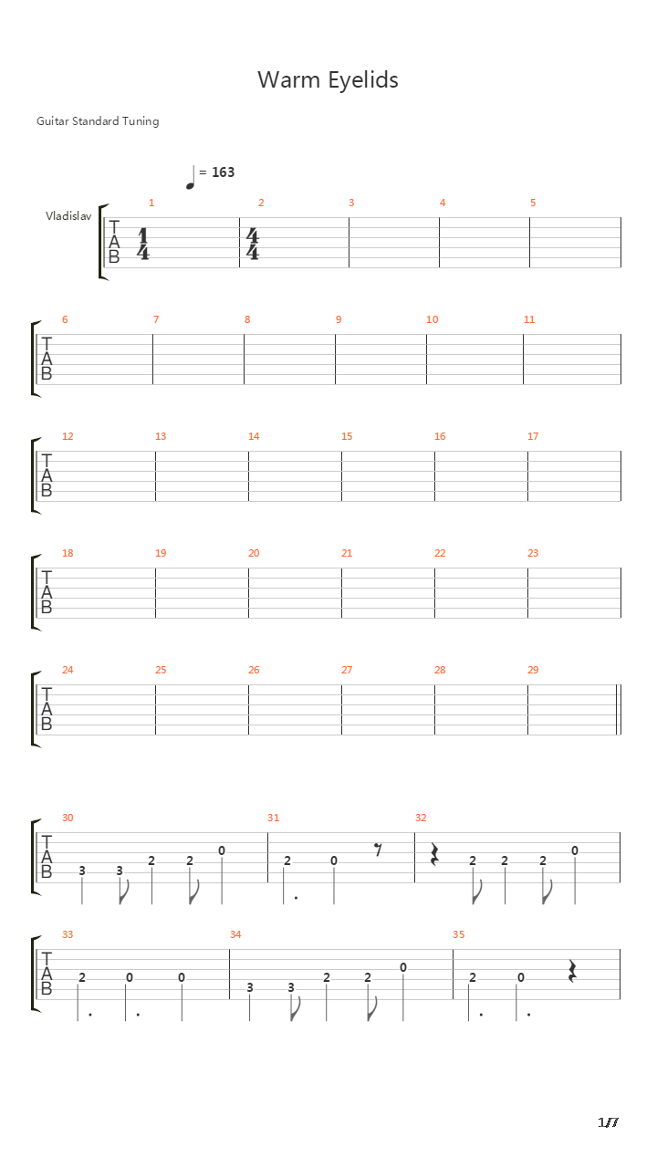Warm Eyelids吉他谱