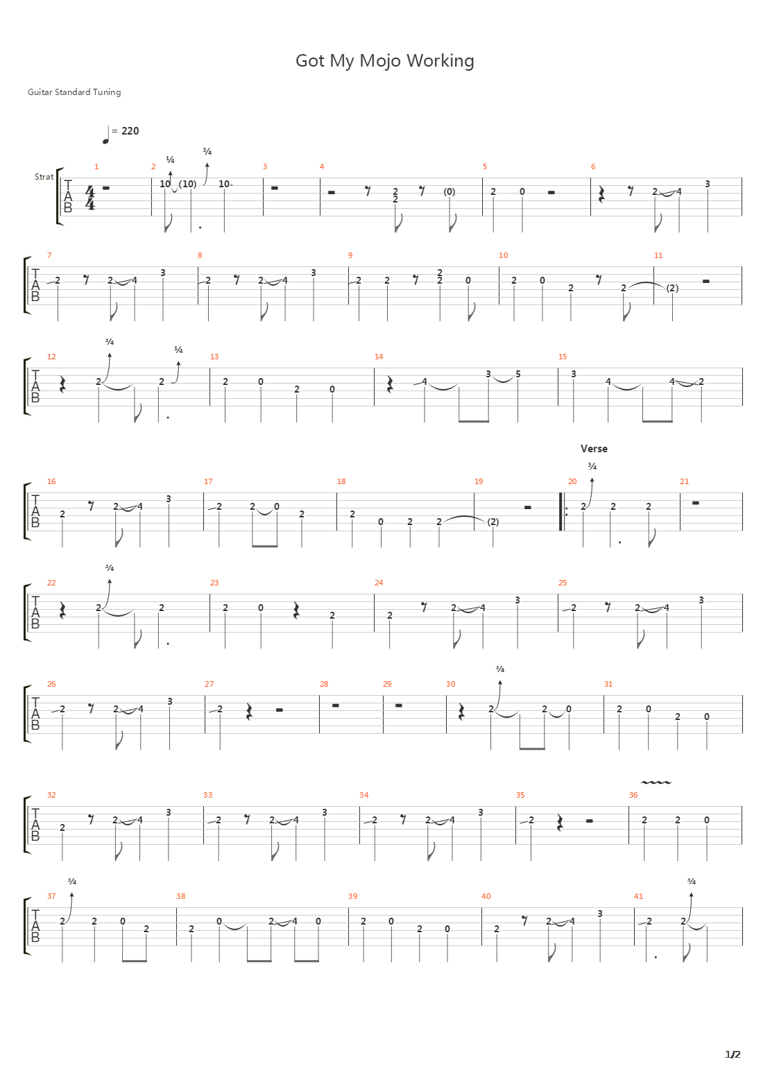 Got My Mojo Workin吉他谱