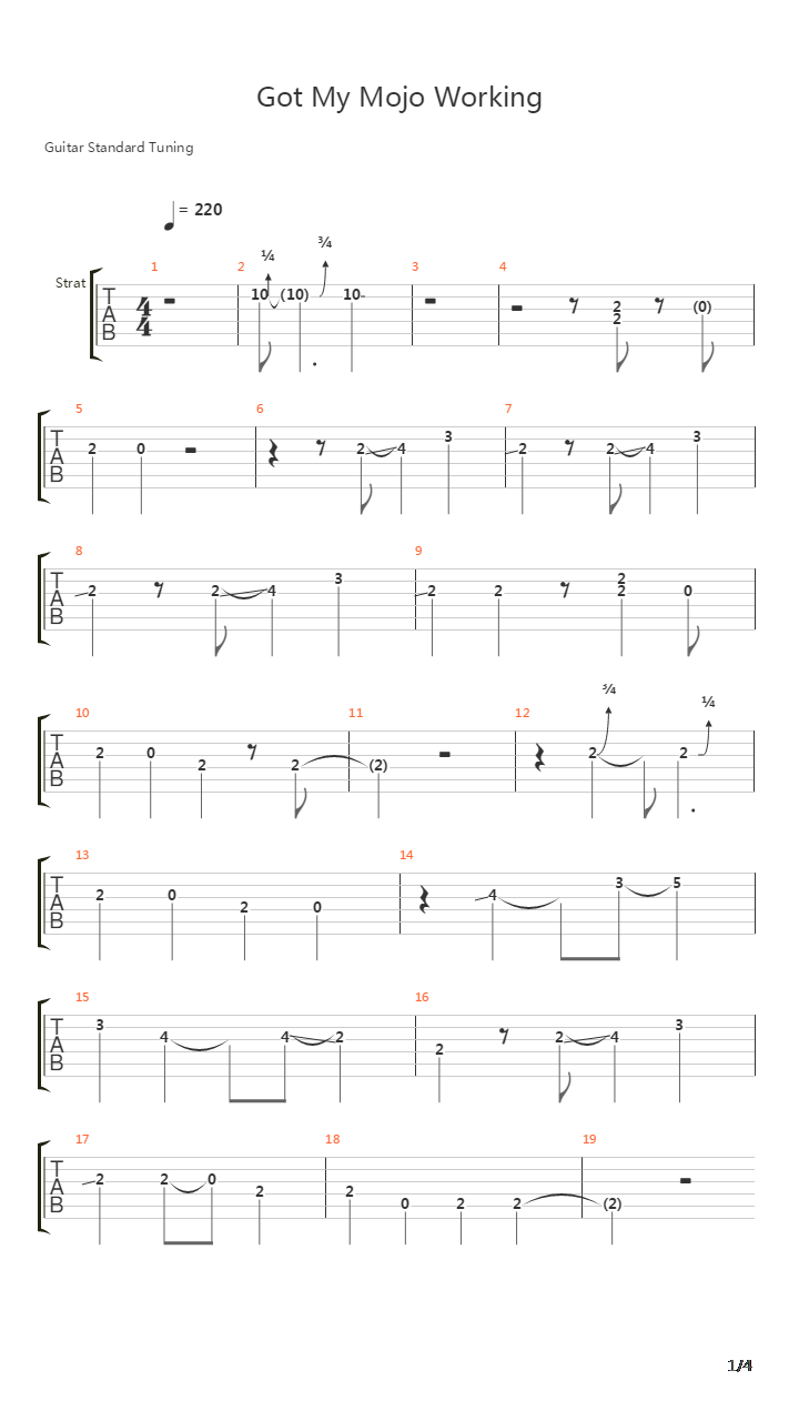 Got My Mojo Workin吉他谱