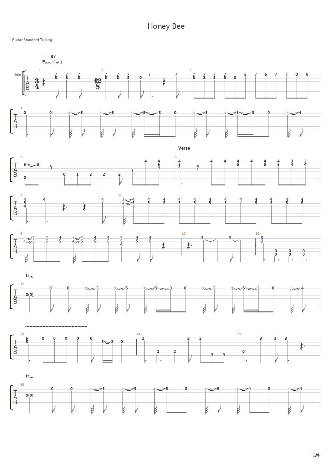 Honey Bee吉他谱