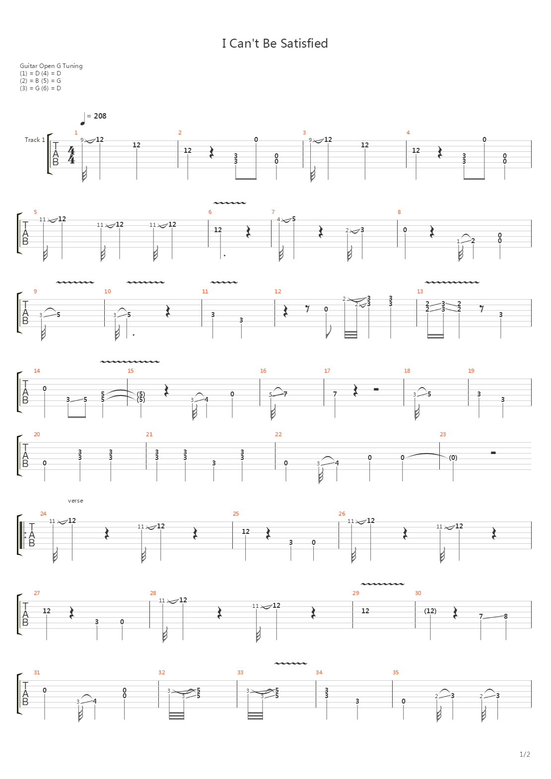 I Cant Be Satisfied吉他谱