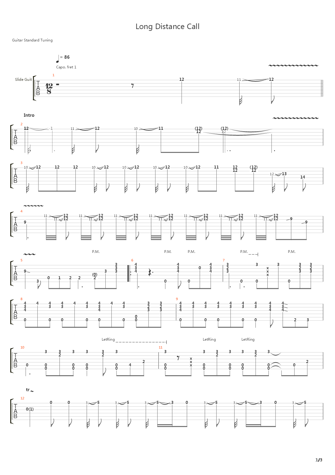 Long Distance Call吉他谱