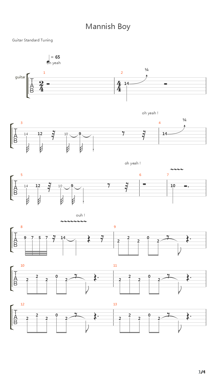 Mannish Boy吉他谱