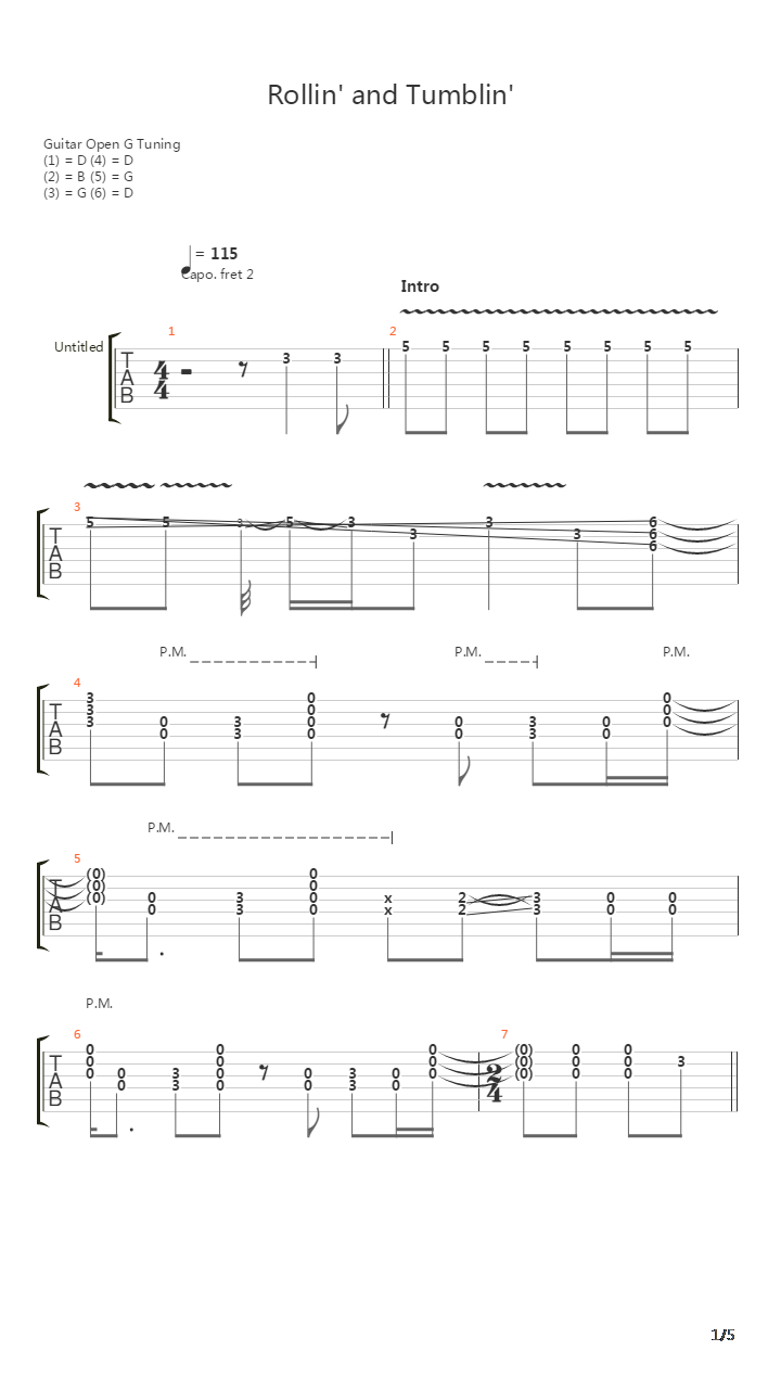 Rollin And Tumblin吉他谱