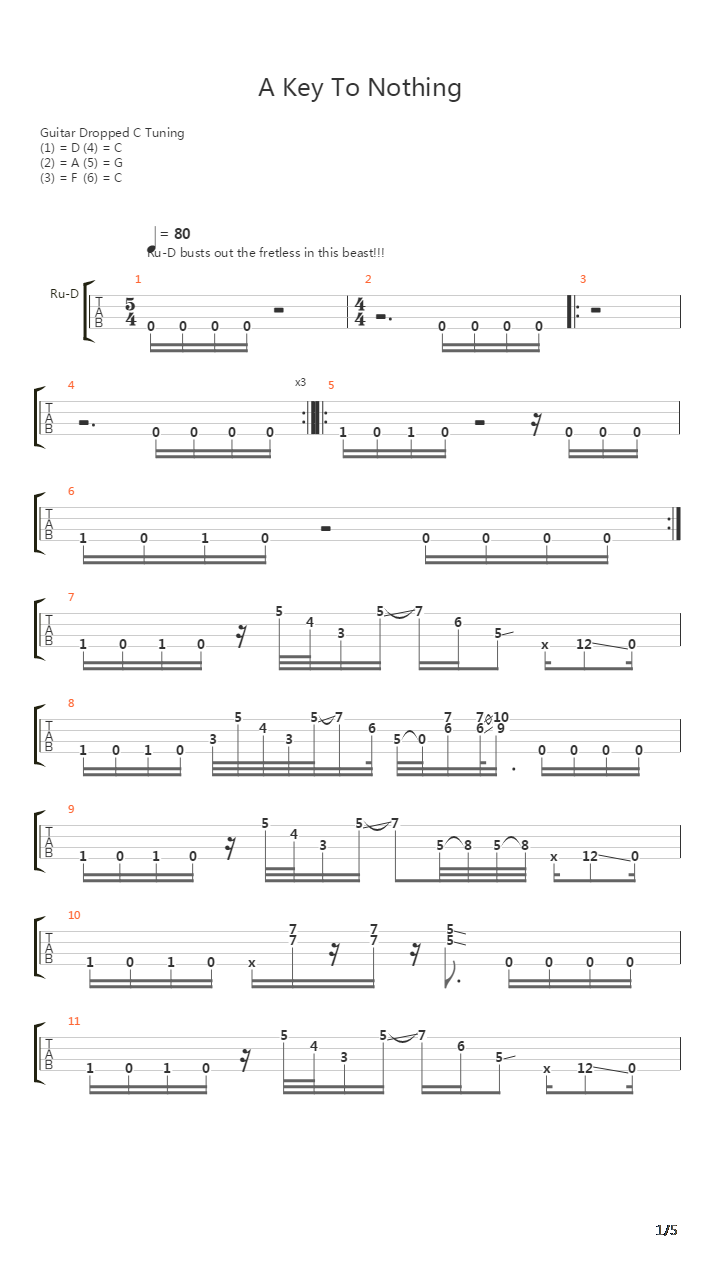 A Key To Nothing吉他谱