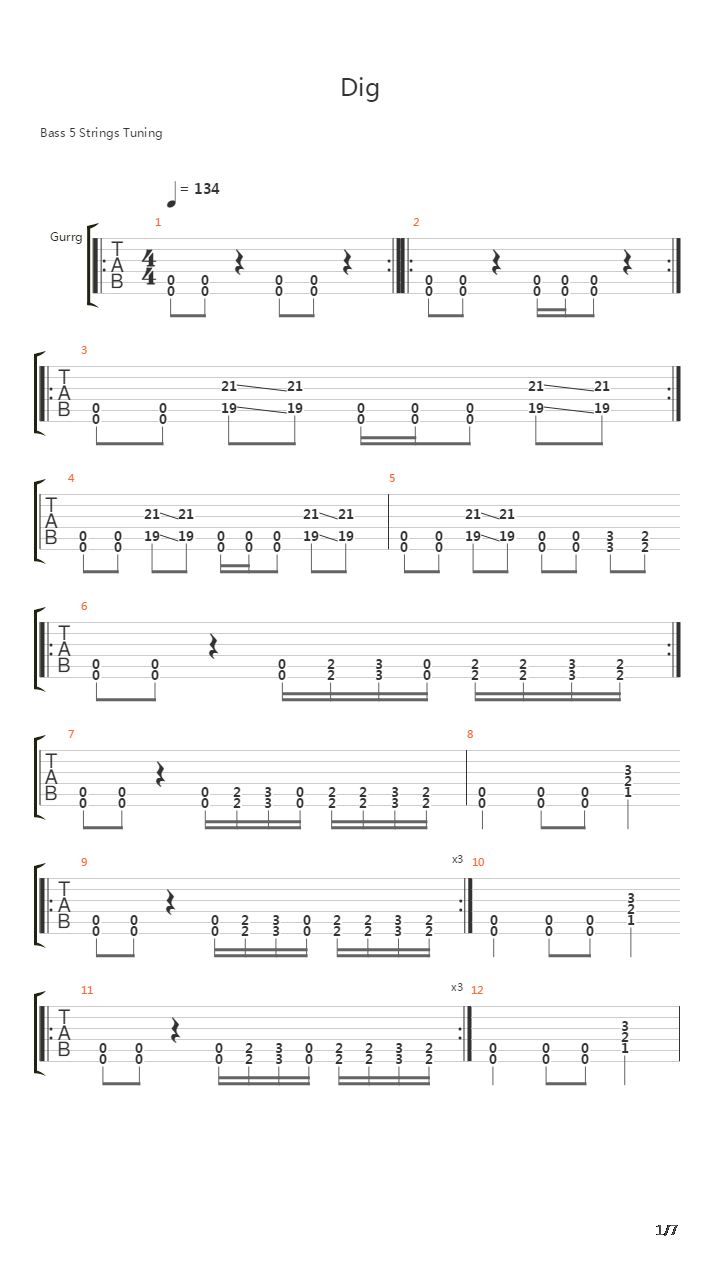 Dig吉他谱