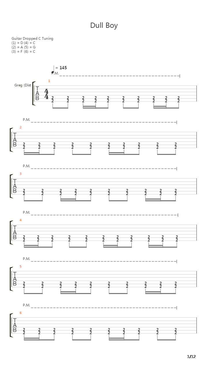 Dull Boy吉他谱