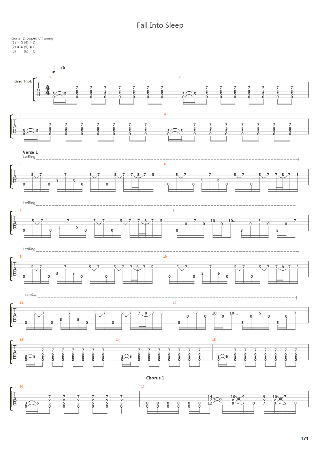 Fall Into Sleep吉他谱