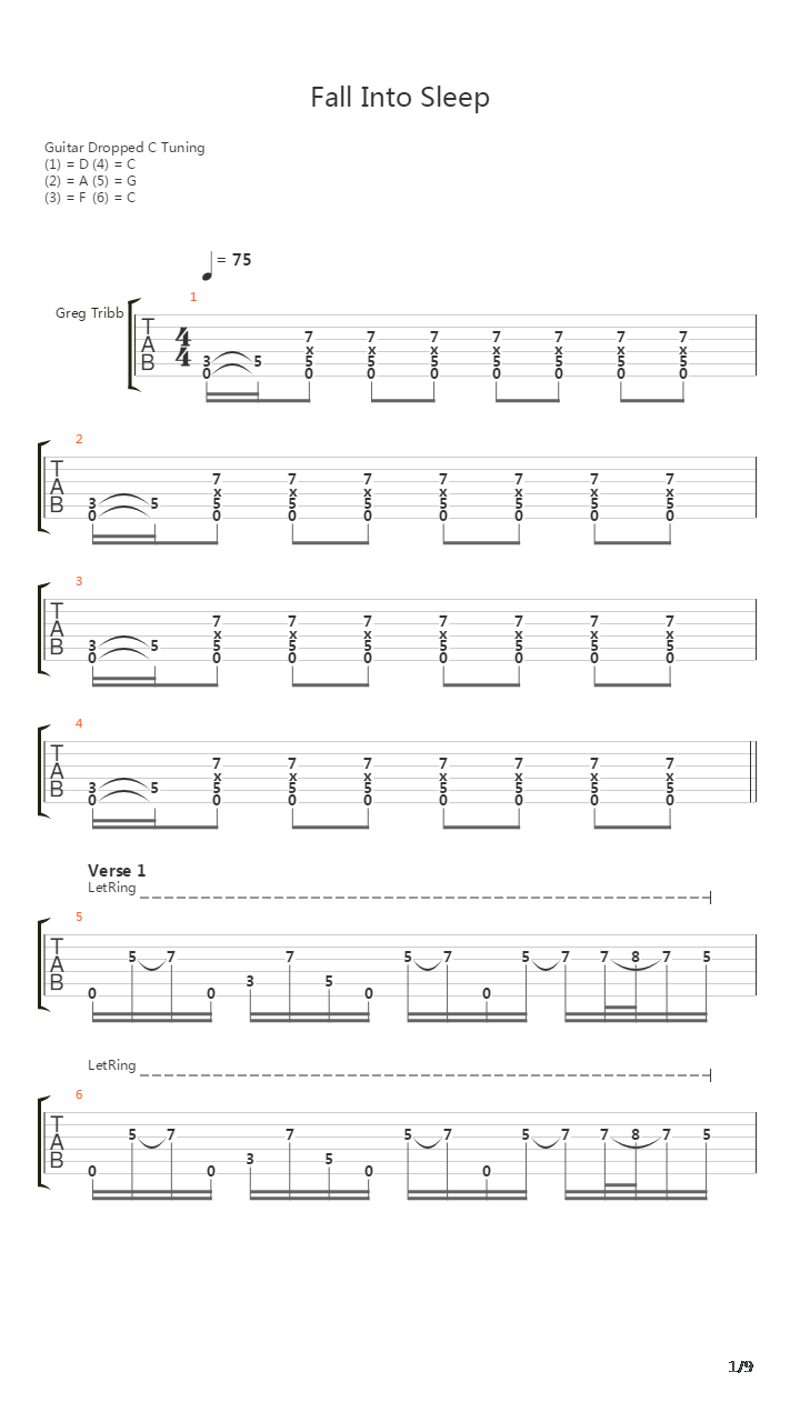 Fall Into Sleep吉他谱