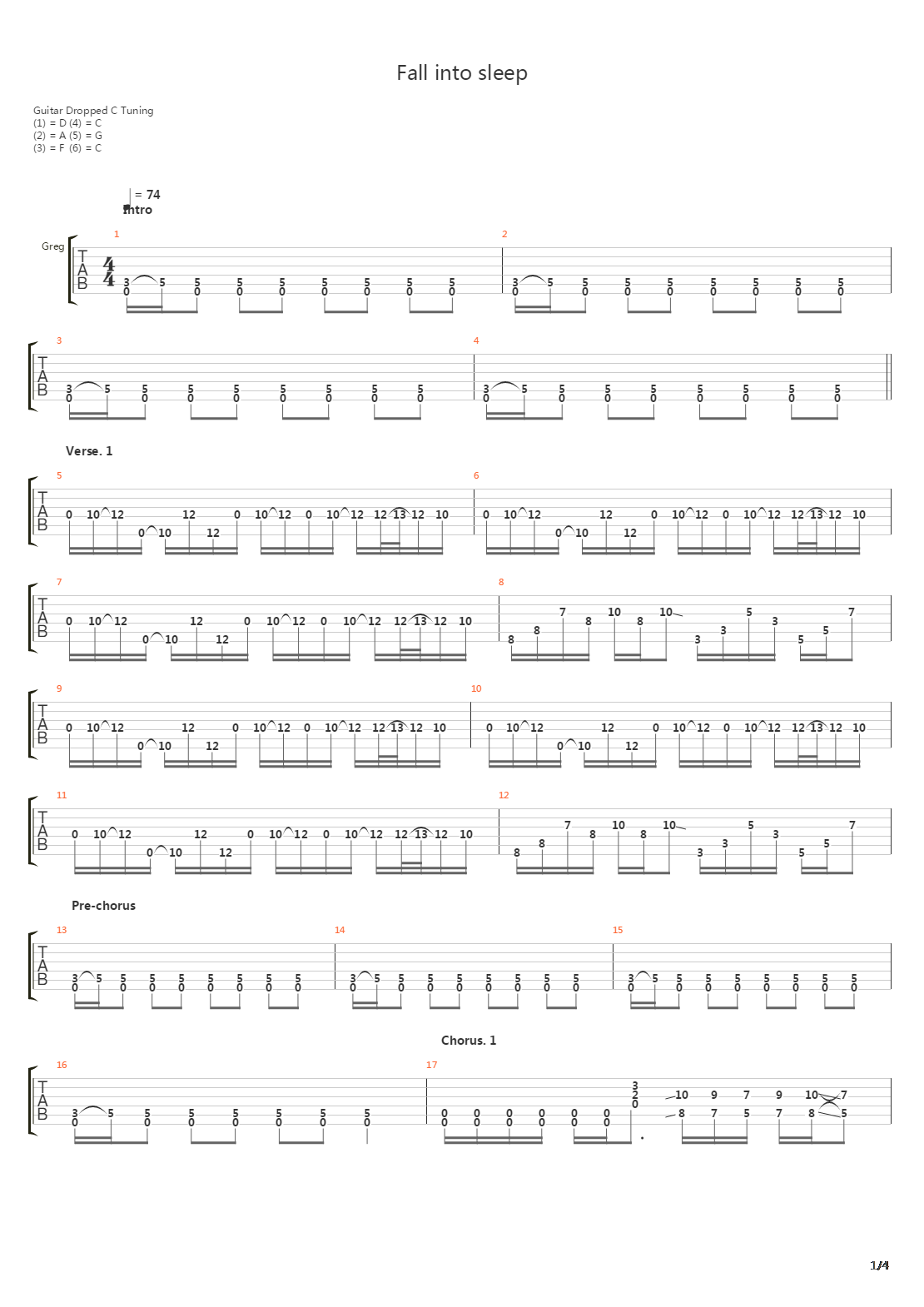 Fall Into Sleep吉他谱