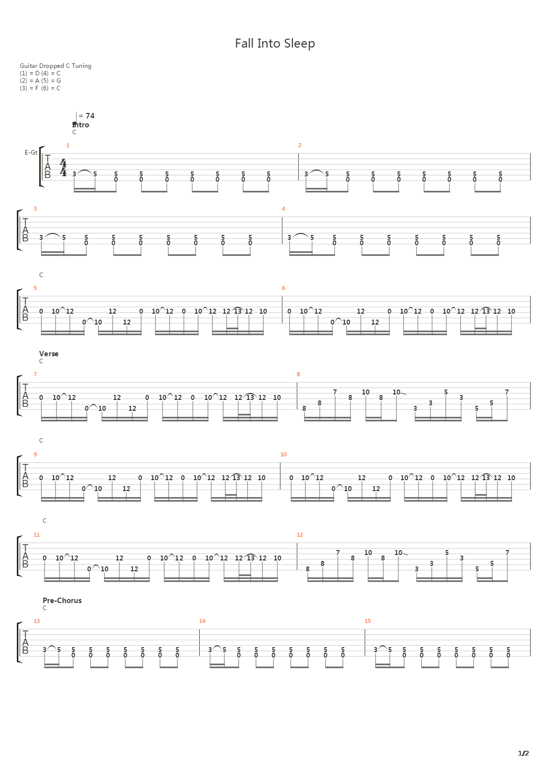 Fall Into Sleep吉他谱