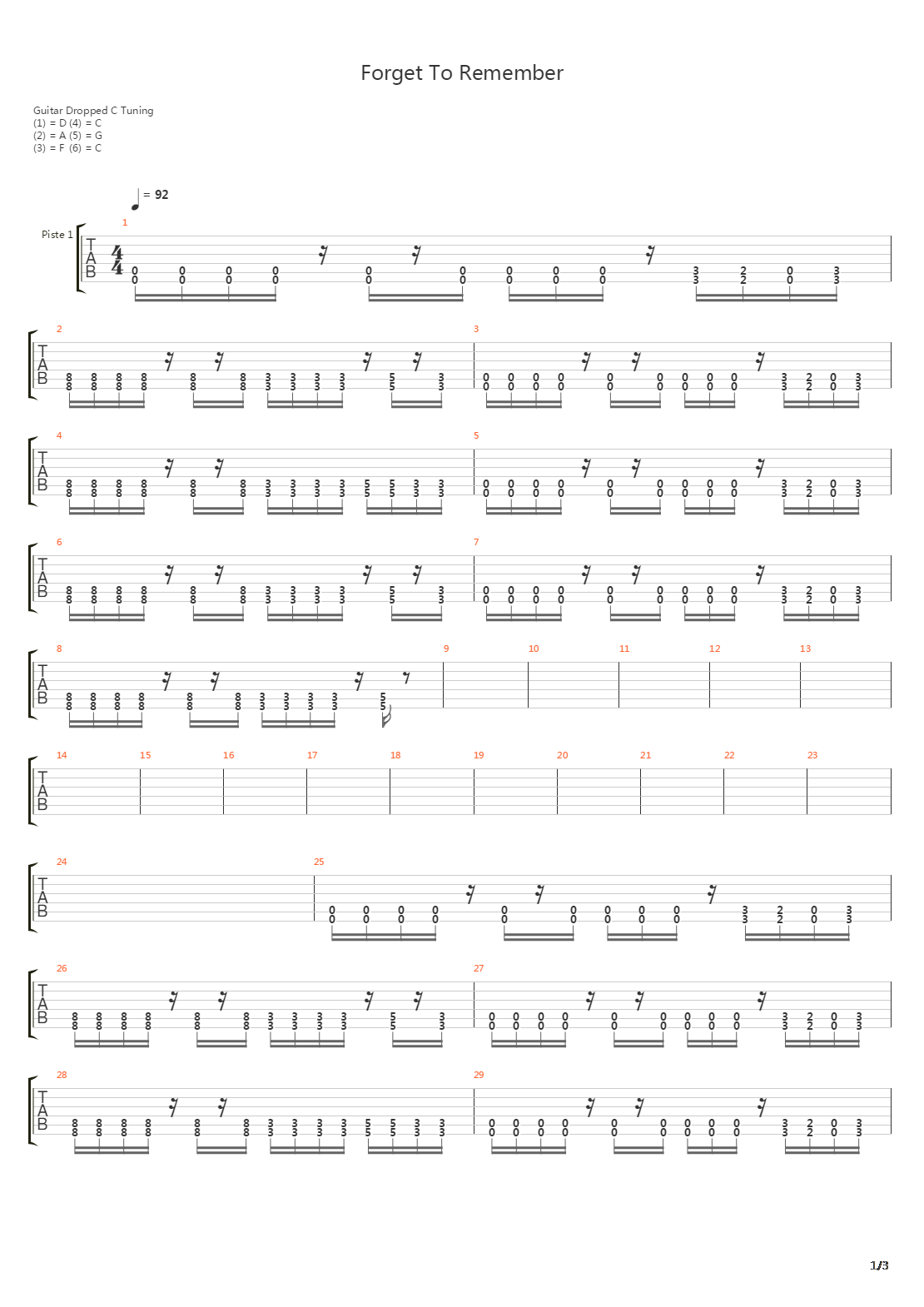 Forget To Remember吉他谱