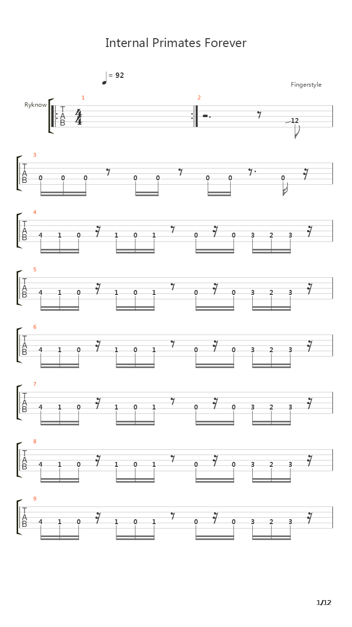 Internal Primates Forever吉他谱