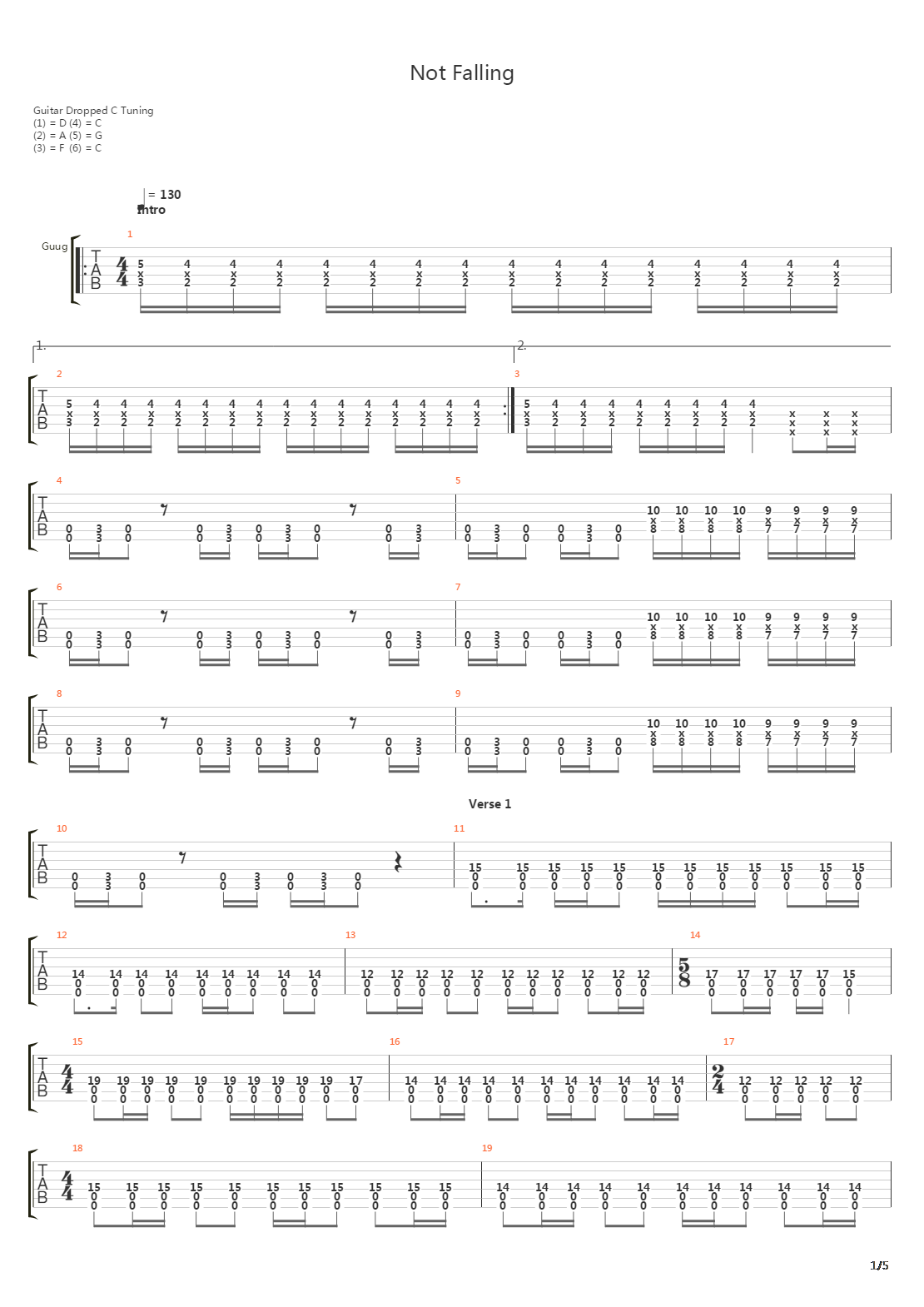 Not Falling吉他谱