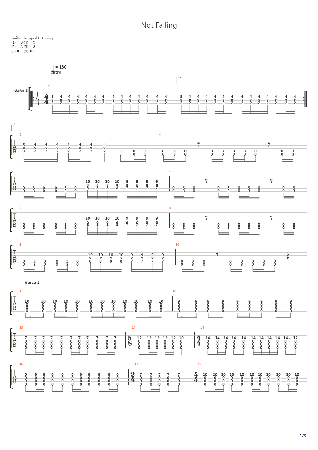 Not Falling吉他谱