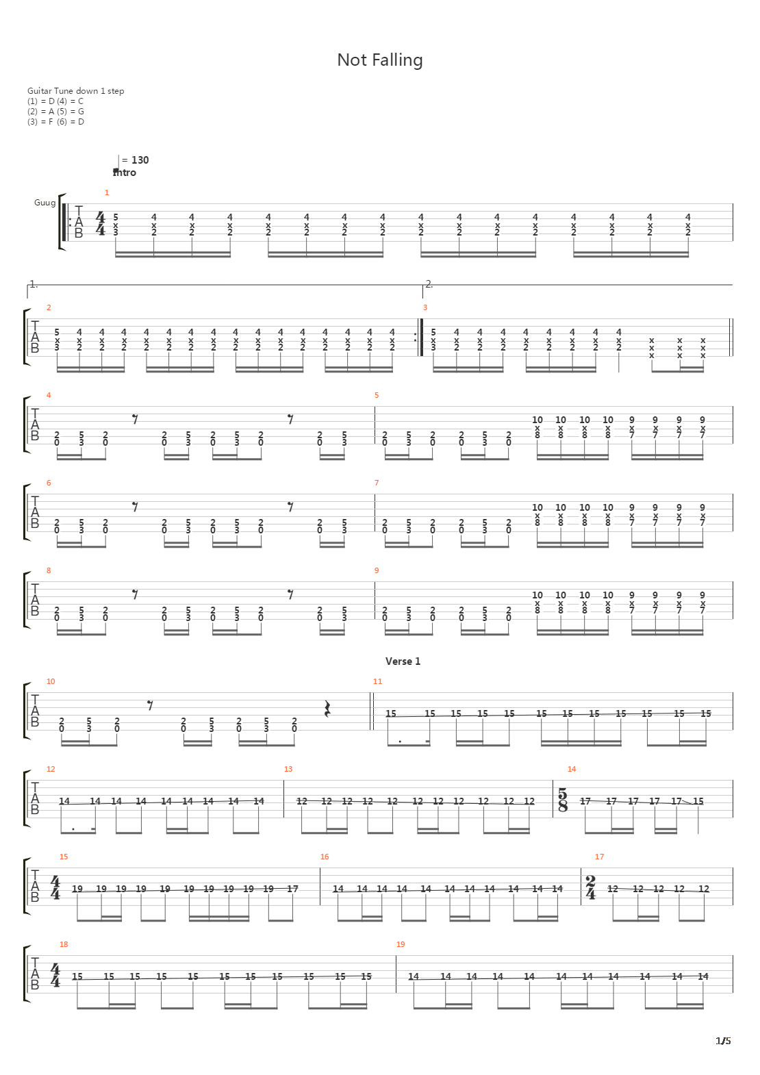 Not Falling吉他谱