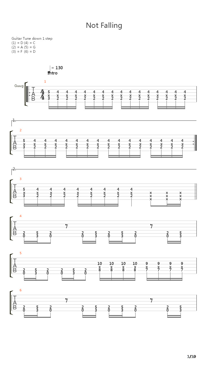 Not Falling吉他谱