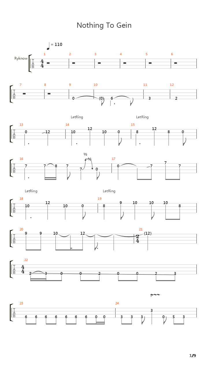Nothing To Gein吉他谱