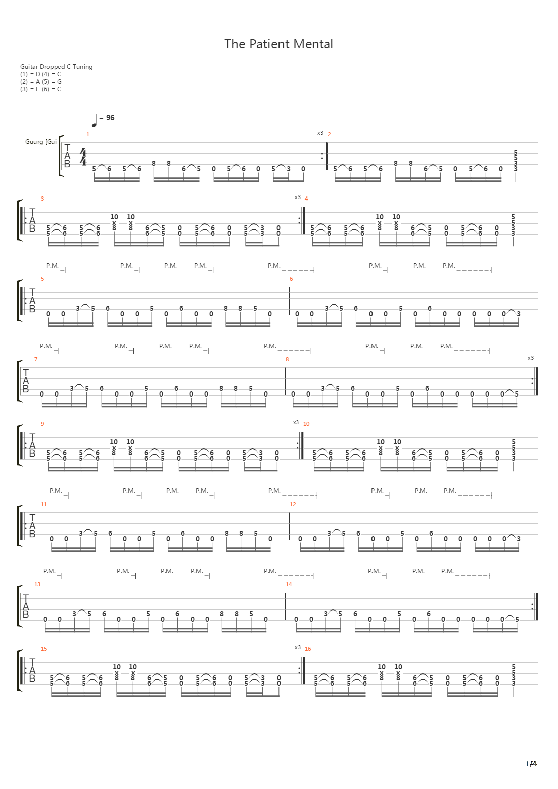 Patient Mental吉他谱