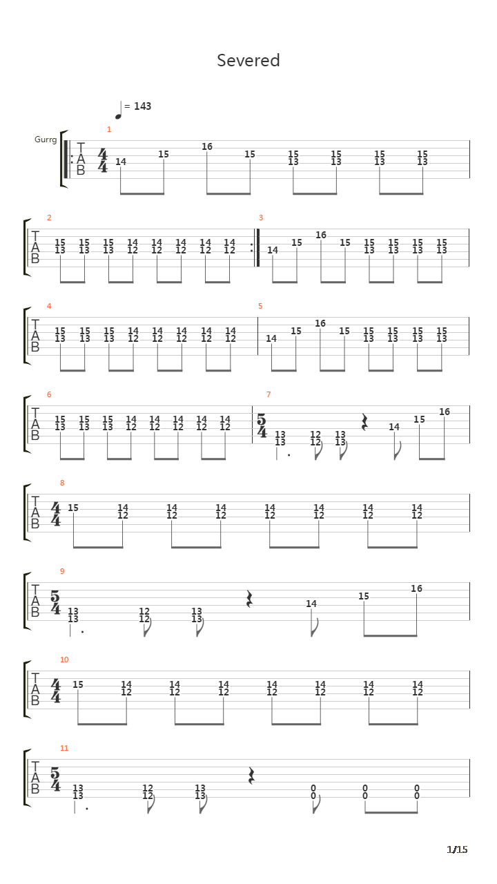 Severed吉他谱