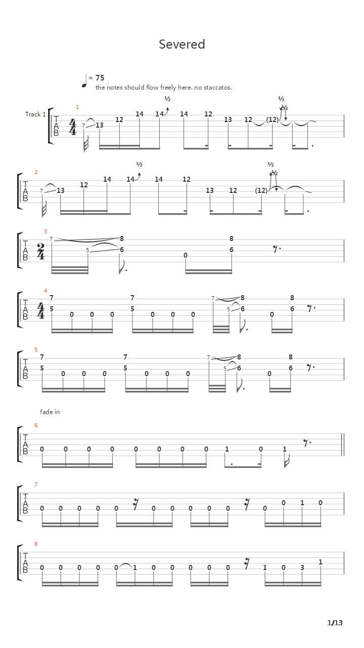 Severed吉他谱