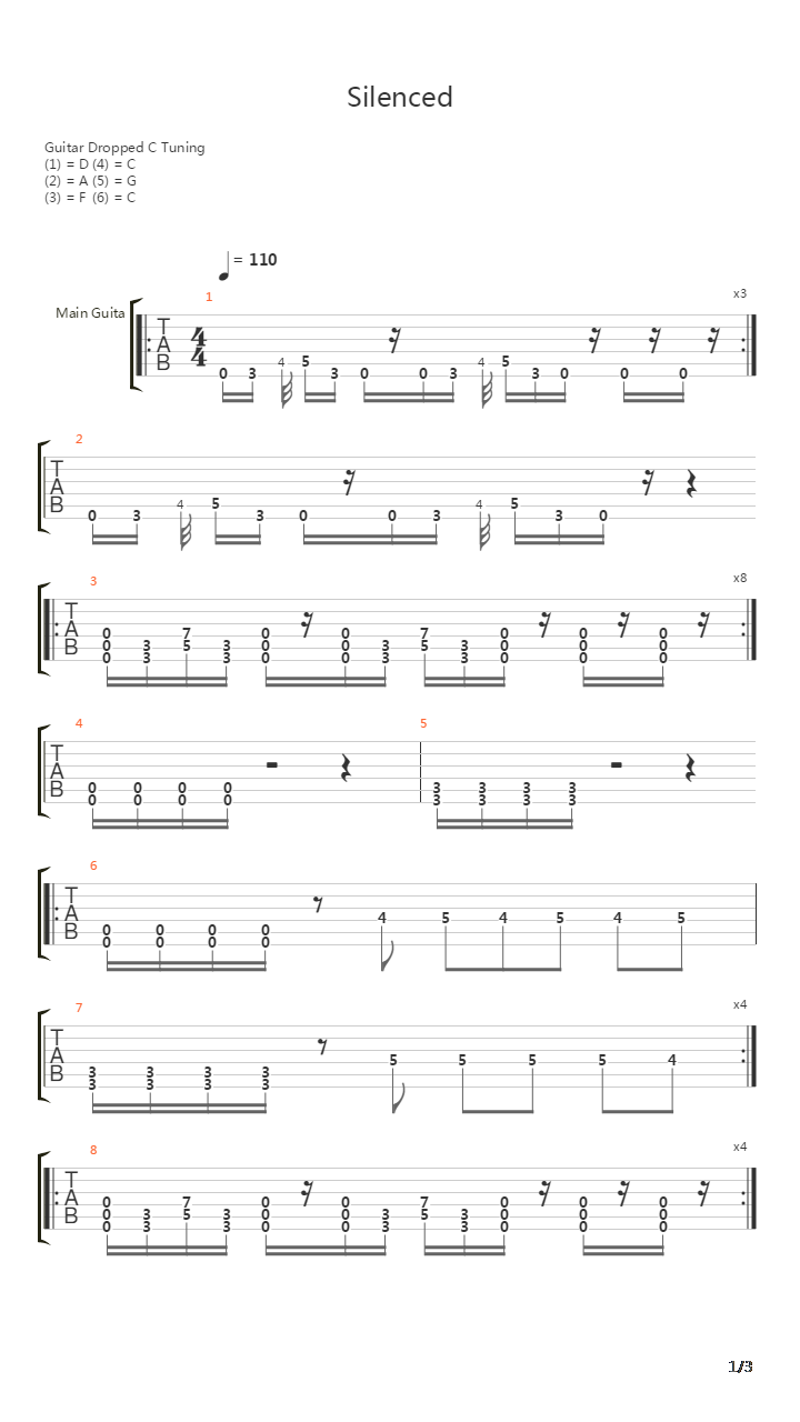 Silenced吉他谱