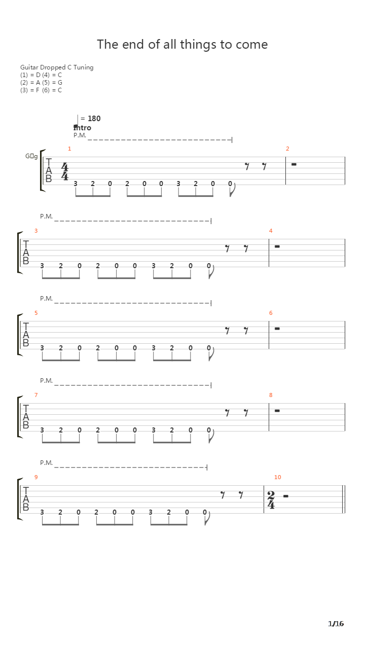 The End Of All Things To Come吉他谱