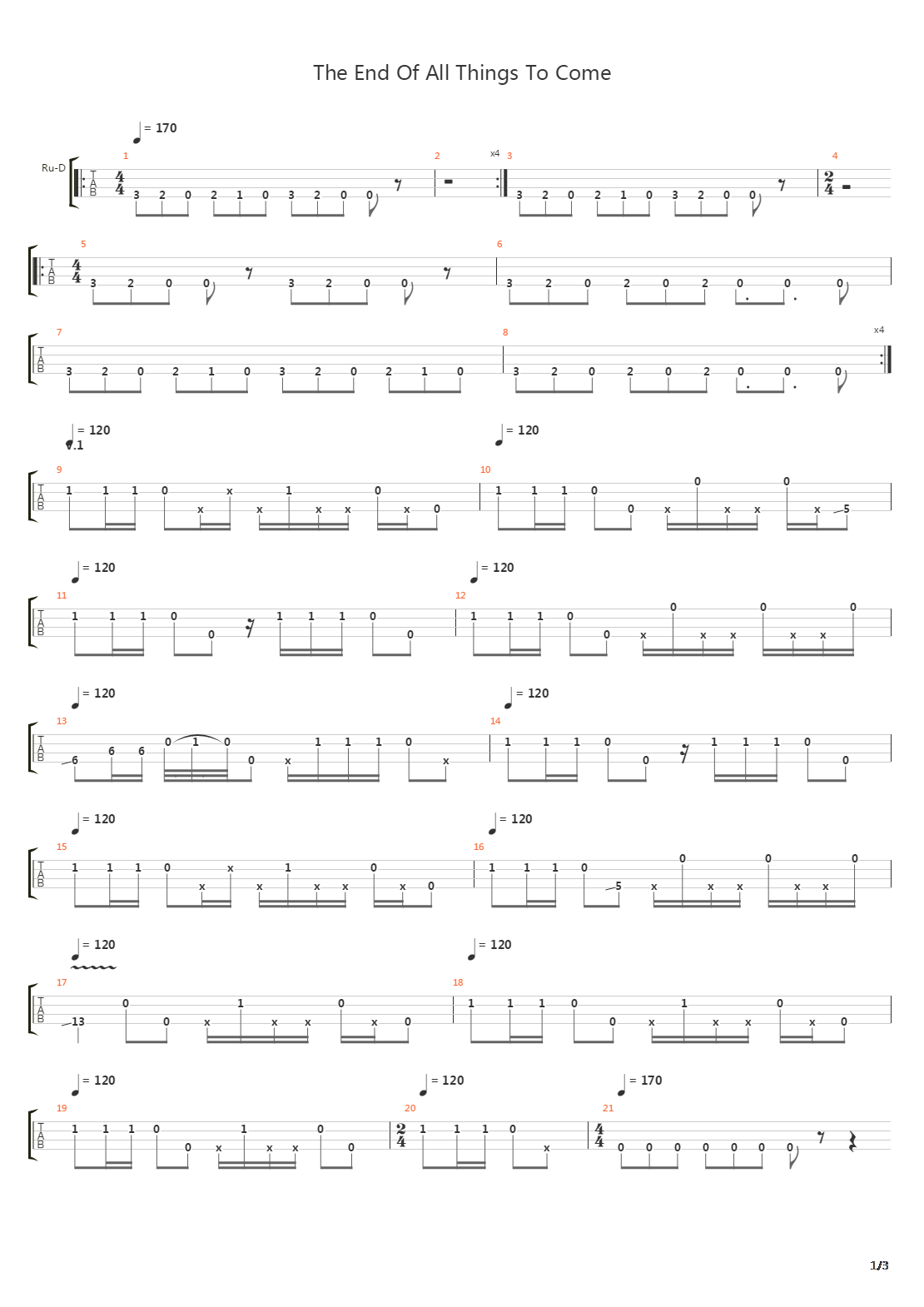 The End Of All Things To Come吉他谱