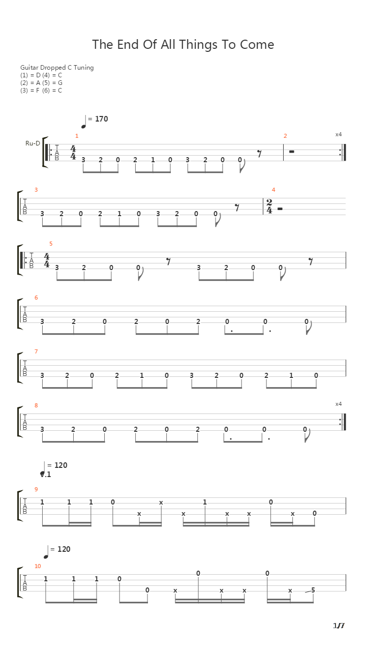 The End Of All Things To Come吉他谱