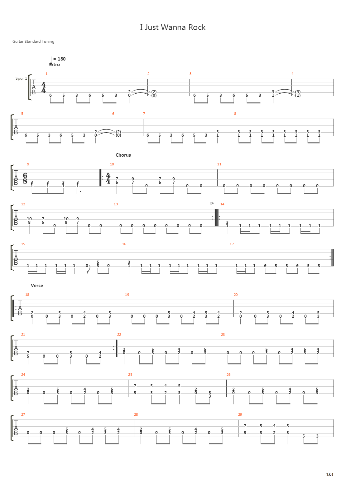 I Just Wanna Rock吉他谱