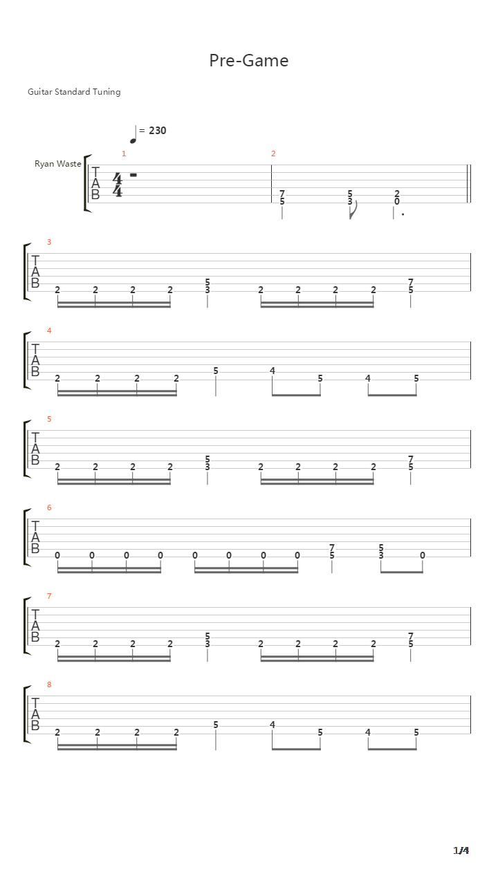 Pre-game吉他谱